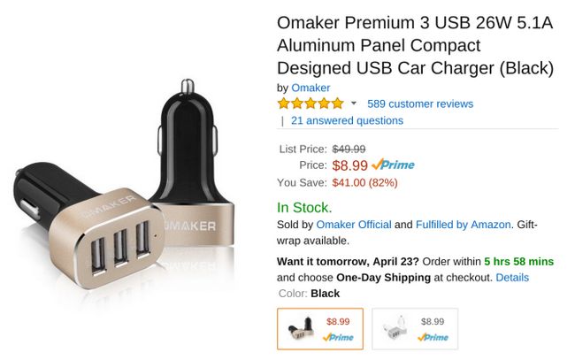 Fotografía - [Mise à jour: $ 5 Or] Offre d'alerte: Omaker 3-USB 5.1A Chargeur voiture seulement 7 $ sur Amazon Avec Code Promo